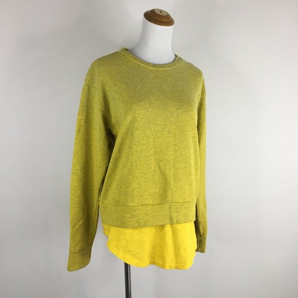 LNA Relaxed Fit Heather Yellow Gray ALL IN ONE Mixed Fabric Terrycloth Shirt - Picture 1 of 7